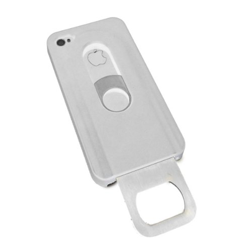 iMental Case iPhone 4S Sliding Stainless Steel Bottle Opener Hard Shell Case Cover - White