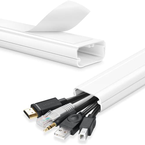 TV Cord Hider - 39 Inch Cord Covers for Wall Mounted TV Cable Hider Wall Kit | Wire Hiders for TV on Wall, Wire Covers for Cords, Cord Concealer Hide Cords, 1.5' W*0.75' H*13inL*3, White