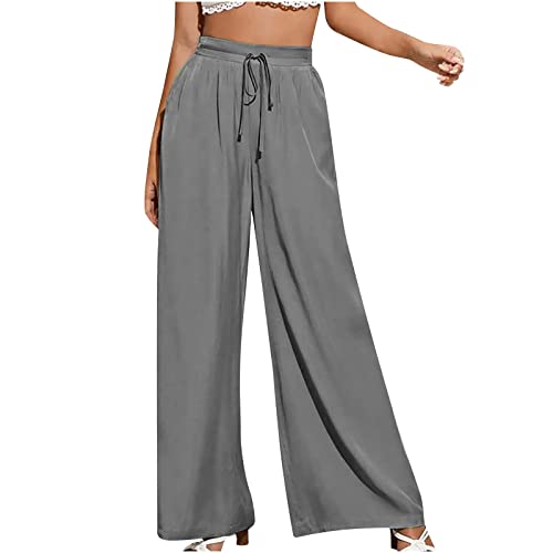 Kuluzego D-551 Gray Pants for Teen Girls Summer Fall Brunch Flare Bell Bottom Tie Knot Basic Bootcut Pants Womens 2024 Clothes Fashion Y2K 2R M