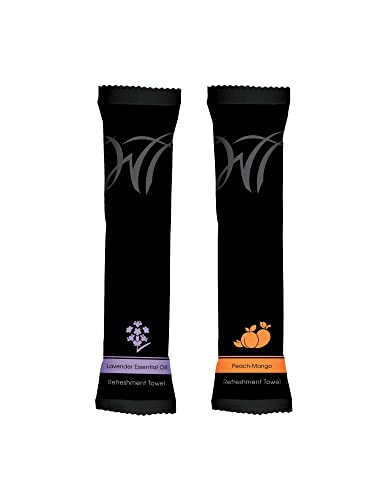 White Towel Services 8' x 8' inch Moist Cotton Towel Individually Wrapped - Lavender and Peach-Mango (Case of 100) *