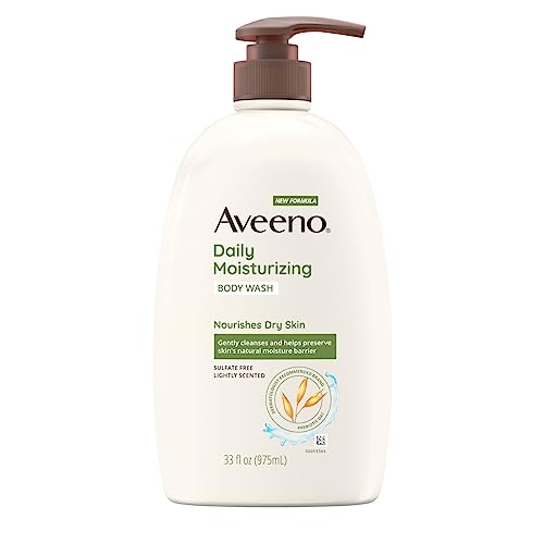 Aveeno Daily Moisturizing Body Wash with Soothing Oat Creamy Shower Gel (Soap Free and Dye Free/Light Fragrance), 33 Fl Oz