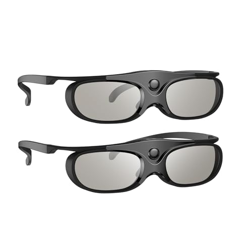 2 Pack Active Shutter 3D Glasses, 3D Glasses Compatible with Epson 3D Projector, TDG-BT500A TDG-BT400A TY-ER3D5MA, 120Hz Rechargeable 3D Glasses, 40 Hours Working Time
