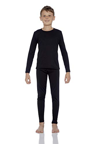 Rocky Thermal Underwear For Boys (Long Johns Thermal Set) Shirt & Pants, Base Layer w/Leggings/Bottoms Ski/Extreme Cold (Black - Medium)