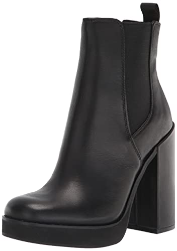 Steve Madden Women's Triple Chelsea Boot, Black Leather, 8.5
