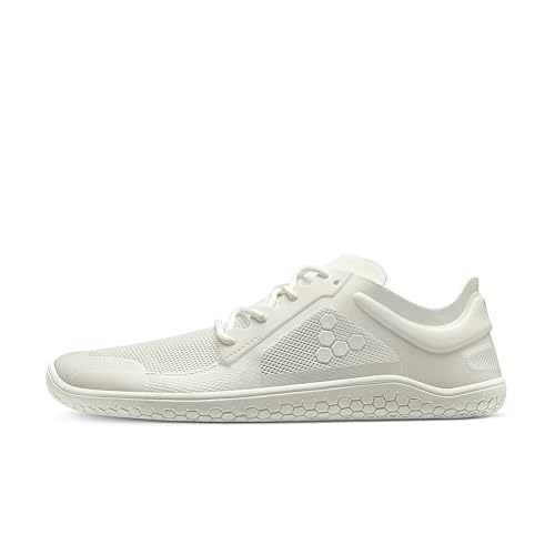 Vivobarefoot Primus Lite III, Mens Vegan Light Breathable Shoe with Barefoot Sole Bright White