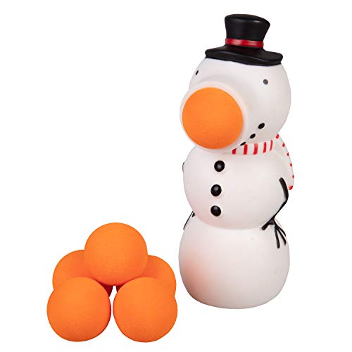 Hog Wild Holiday Christmas Snowman Popper Toy - Squeeze & Shoot Foam Balls Up to 20ft - Gift for Kids, Boys & Girls