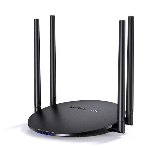 WAVLINK AC1200 WiFi Router Wireless Internet Router for Home, Dual Band Router 2.4GHz and 5GHz with 1000Mbps WAN/LAN Gigabit Ethernet Port, 4 x 5dBi Foldable Antennas, Supports Router Repeater AP Mode