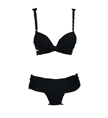 Polovi Women's Swimsuit Brazilian Bikini Bathing Suit Bandage Swimwear Black (US SIZE(0-2))