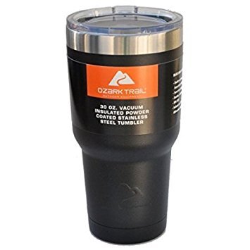 Ozark Trail 30oz Double-Wall, Vacuum-Sealed Stainless Steel Tumbler, Black (1, Black)