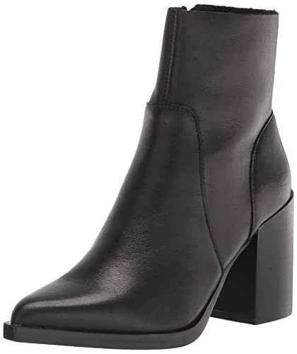Steve Madden Women's Calabria Ankle Boot, Black Leather, 7.5
