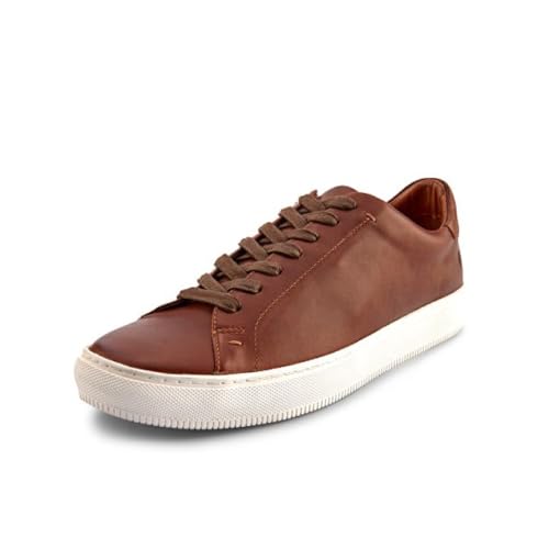 Frye Astor Low Lace Sneakers for Men Crafted from Leather with Artisanal Hand-Tacking Details, Cushioned Poron Footbeds, Padded Collar and Tongue, and Waxed Cotton Laces, Caramel - 12 M