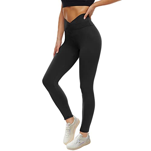 TNNZEET Leggings for Women, Black High Waisted Plus Size Maternity Workout Yoga Pants