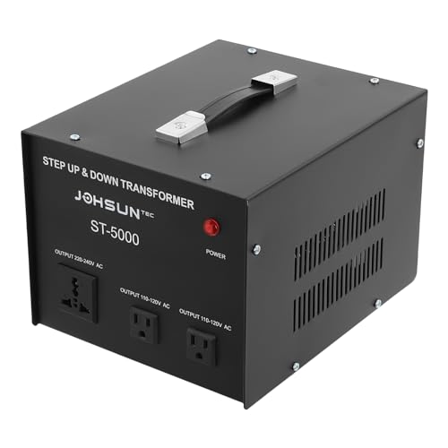 RustyVioum Voltage Converter Transformer, DT-5000VA Heavy Duty Step Up/Down Transformer Converter 240V to 110V, 110V to 240V with Circuit Breaker Protection 4 Ac Outputs