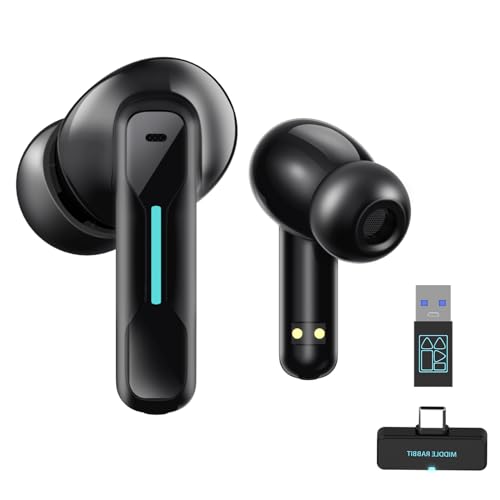 Middle Rabbit SW4 USB Wireless Earbuds for PC and Laptop: Bluetooth Headphones with 2.4GHz Dongle for Gaming & Work, Wireless Headset for Work, with Microphone, Compatible with Computer Desktop