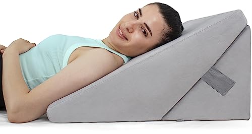 Healthex Bed Wedge Pillow - Memory Foam Top Adjustable 9&12 inch Folding Incline Cushion, Adjust to Your Comfort | Helps with Acid Reflux, Heartburn, Back & Knee Pain - Washable Cover (Gray)
