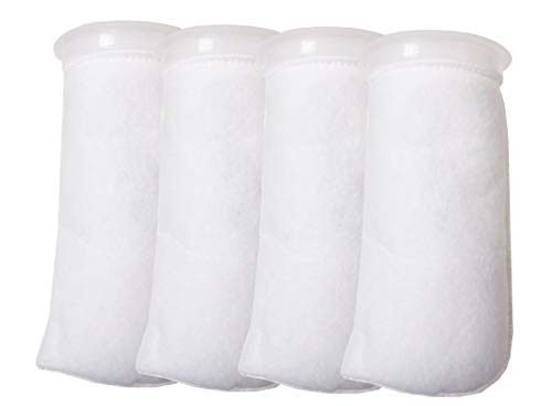 4 Pack - 4 Inch Ring Filter Socks 200 Micron - Aquarium Felt Filter Bags -4 Inch Ring By 9.5 Inch Long [Short Version] - Fits Eshopps and Aqueon