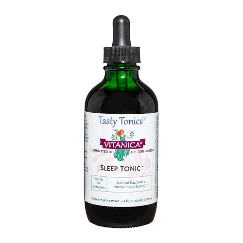 Vitanica Sleep Tonic, Natural Liquid Sleep Aid Supplement, Dr. Formulated, Relaxation and Calm Support for Adults, Stress Relief, Valerian Root, Lemon Balm, Passion Flower, Vegan, 4 Ounce