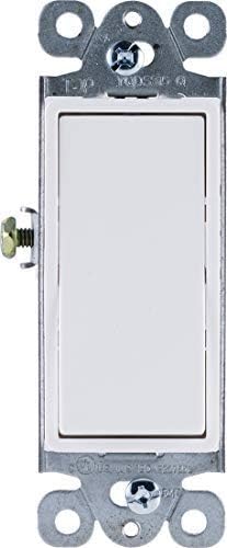 GE Paddle Rocker Light Switch Single Pole Switch On Off Switch Rocker Switch Replacement for Electrical Light Switches & Ceiling Fan Switch Grounding Single Pole Light Switch UL Listed White 50726