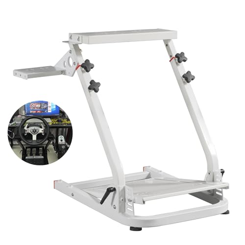 Racing Wheel Stand, Steering Wheel Stand Adjustable With Shifter Mount Holder, Wheel Stand Fits For Logitech G25 G27 G29 G920 G923, Supporting Thrustmaster T300Rs T300Gt T150 PS4 PS5 PC ( Color : Whit