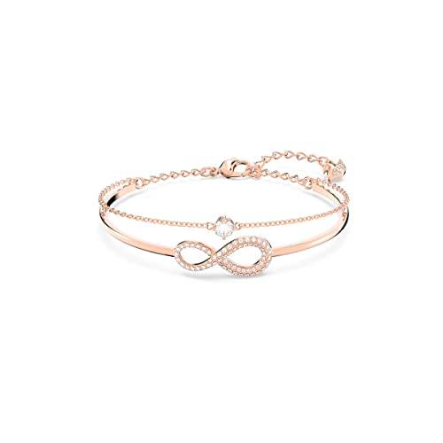 SWAROVSKI Women's Infinity Crystal Jewelry Collections, Rhodium & Rose Gold Tone Finish,Bangle Bracelet - Rose Gold Tone
