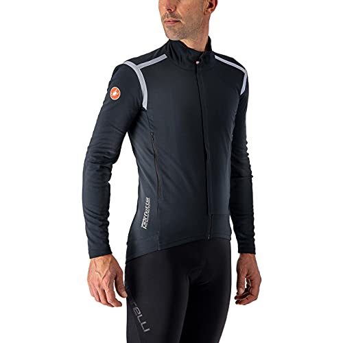 Castelli Men's Perfetto RoS Long Sleeve Jacket, Windproof, Water-Resistant Breathable Gabba, Road & Gravel Biking I Cycling - Light Black - Large