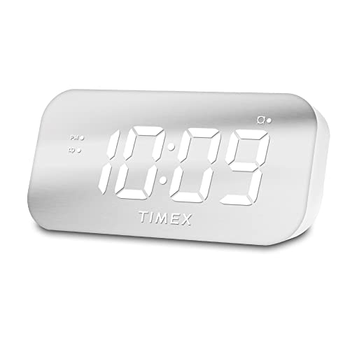 Timex Alarm Clock with Large Display, Digital Alarm Clock for Bedroom Includes 120V Universal Power Adapter (T121W-White)