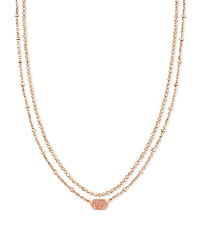 Kendra Scott Emilie Multi-Strand Necklace for Women, Fashion Jewelry, 14k Rose Gold-Plated, Sand Drusy
