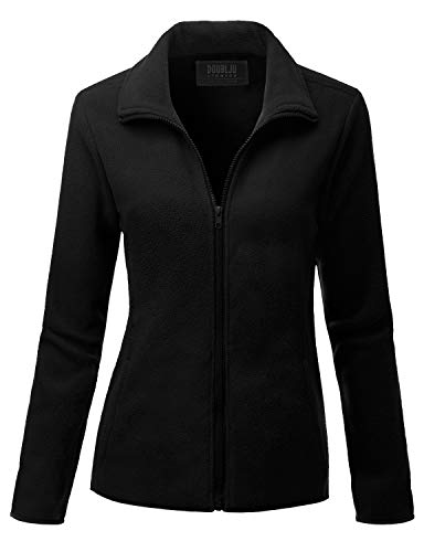 DOUBLJU Soft Polar Fleece Jacket Full Zip Long Sleeve with Side Pocket Casual Basic Lightweight Coat for Women with Plus Size