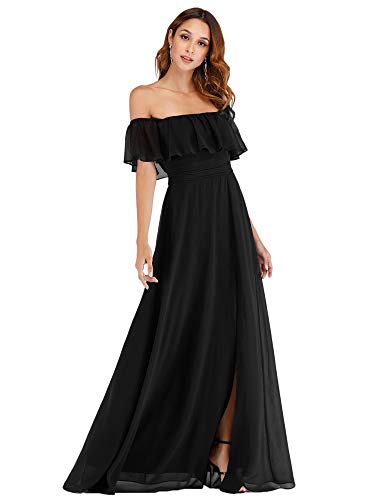 Ever-Pretty Women's Off The Shoulder Layered Ruffle Dress Black US8