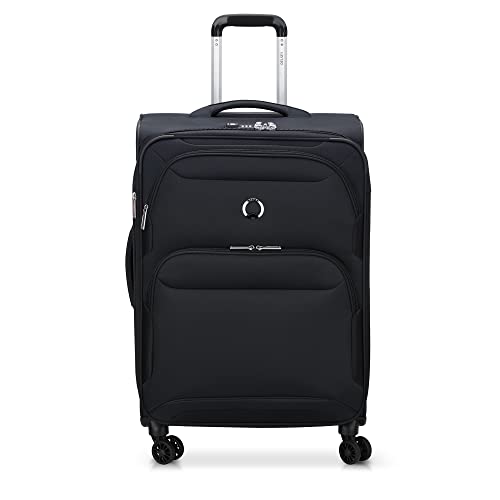 DELSEY Paris Sky Max 2.0 Softside Expandable Luggage with Spinner Wheels, Black, Checked-Medium, 24 Inch