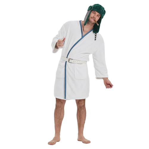 Cousin Eddie Robe and Hat - Eddie Robe Belt Set with Trapper Hat from National Lampoons Christmas Vacation for Halloween Christmas Cosplay Costume
