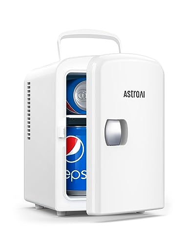 AstroAI Mini Fridge, 4 Liter/6 Can AC/DC Portable Thermoelectric Cooler Refrigerators for Christmas's Day Gift, Skincare, Beverage, Home, Office and Car, ETL Listed (White