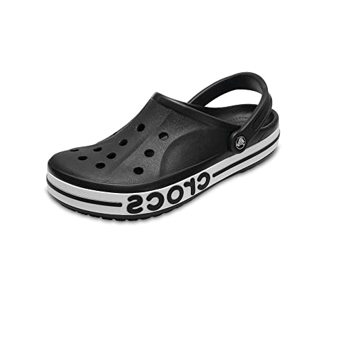 Crocs Unisex-Adult Bayaband Clogs, Black/White, 6 Men/8 Women