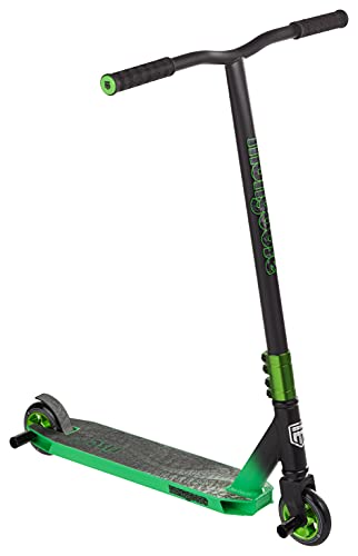 Mongoose Rise 100 Pro for Kids Youth and Adult Freestyle Stunt/Trick Scooter, High Impact 100mm Wheels, Bike-Style Grips, Lightweight Alloy Deck, Black/Green