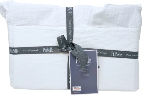 Piu Belle Piubelle King Size Ruffled Gauze Edges 3 Piece Duvet Quit Comforter Cover Set White Luxury Shabby Chic Style 100% Cotton