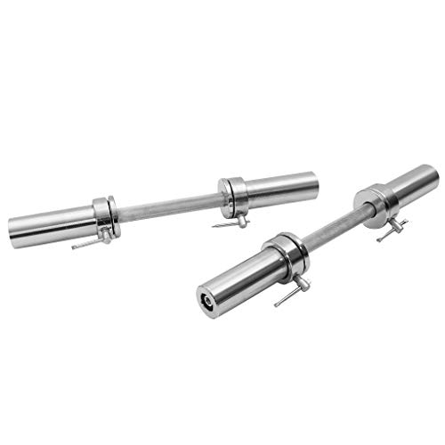 Two 20-Inch Dumbbell Handle Set Solid Adjustable Dumbbell Bars With Barbell Collars 2'' Can Load 150LB Weights Bar Set Women (Sliver 281)