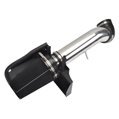 GESEXI 4' Cold Air Intake System + Heat Shield Compatible with 1999-2006 GMC/Chevy V8 4.8L/5.3L/6.0L Silverado 1500/2500/3500 (Black & Silver)