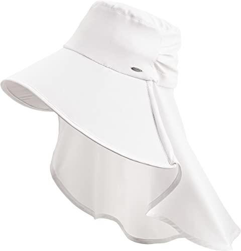Coolibar UPF 50+ Women's Anastasia Elegant Full Coverage Hat - Sun Protective (One Size- White)