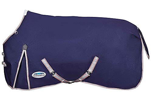 WeatherBeeta ComFiTec Essential Standard Neck Lite Horse Blanket, Navy/Silver/Red, 78'