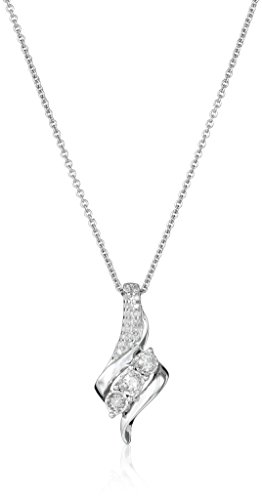 Amazon Essentials womens Sterling Silver Diamond 3 Stone Pendant Necklace (1/4 cttw), 18' (previously Amazon Collection)