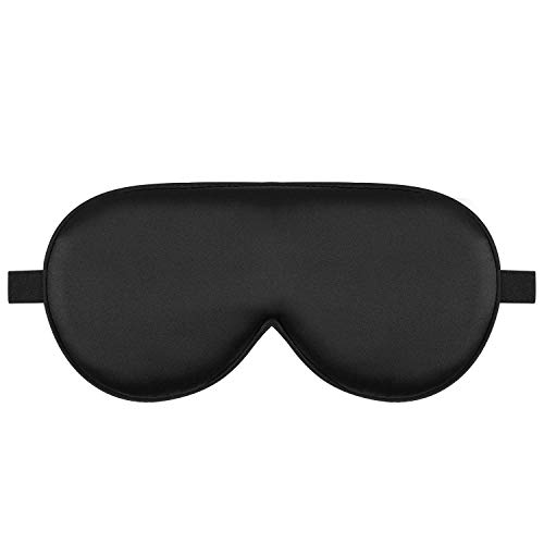 Alaska Bear Organic Silk Sleep Mask Cool Super Smooth Eye Cover Genuine Mulberry Silk Face Skin Care, Soft Filling, Lightweight for Home or Travel Use (Original Black, Flat)