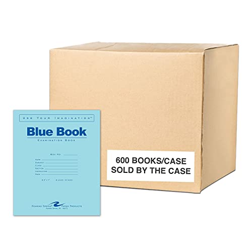 Roaring Spring Exam Blue Books, Case of 600, 8.5' x 7', 8 Sheets/16 Pages, Wide Ruled with Margin, Proudly Made in the USA!
