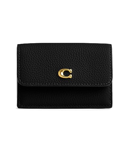 Coach Women's Essential Polished Pebble Mini Trifold Wallet, B4/Black, One Size