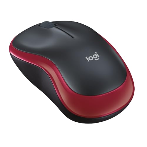 Logitech M185 Wireless Mouse, 2.4GHz with USB Mini Receiver, 12-Month Battery Life, 1000 DPI Optical Tracking, Ambidextrous PC/Mac/Laptop - Red