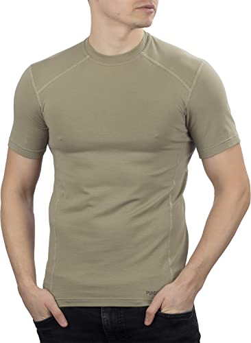 281Z Military Stretch Cotton Underwear T-Shirt for Tactical Hiking and Outdoor (Tan, Medium)