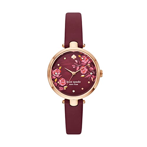 Kate Spade New York Women's Holland Three-Hand Burgundy Leather Watch (Model: KSW1768)