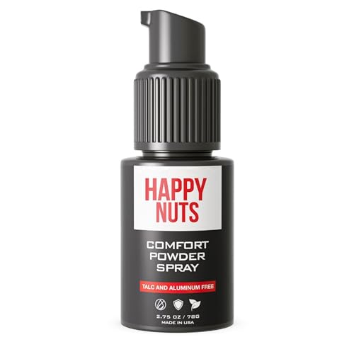 Happy Nuts Mens Comfort Powder Spray: Anti Chafing & Deodorant, Aluminum-Free, Sweat and Odor Control for Jock Itch, Groin and Men's Private Parts