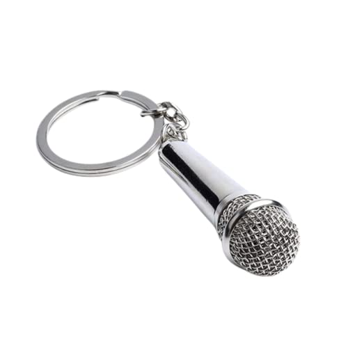 Zittop Metal Alloy Music Microphone Voice Charm Pendant Purse Bag Key Ring Keychain Gift