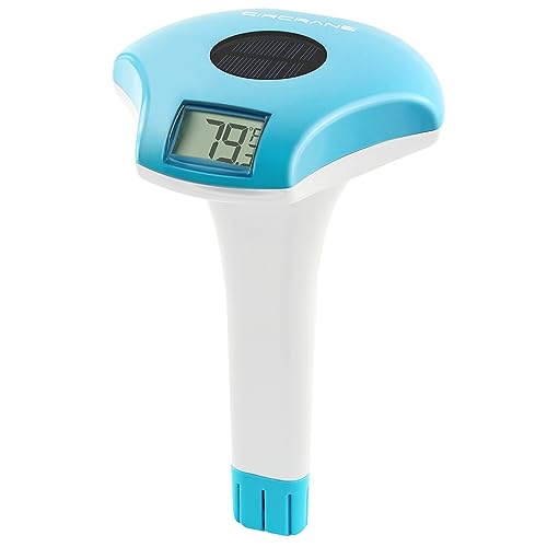 Circrane Solar Digital Pool & Spa Thermometer, Weather Resistant Floating Thermometer, IPX-8 Water Proof, 10s Measuring Cycle, Solar Powered with Over 180 Days Battery Life, Blue