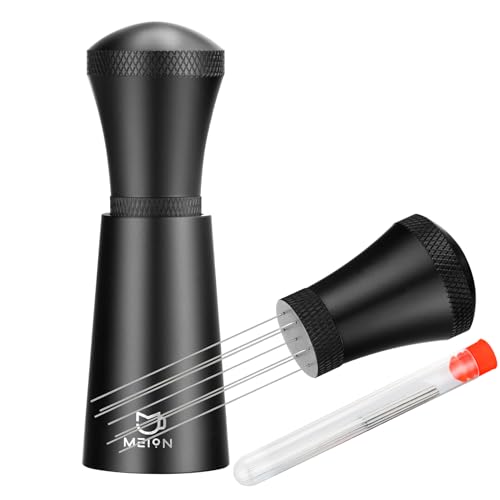 WDT Espresso Distribution Tool Espresso Stirrer Tools for Barista, 0.35mm 7 Needles Espresso Coffee Stirrer with Extra 7 Replaceable Needles, Aluminum Alloy Handle with Stand (Black)